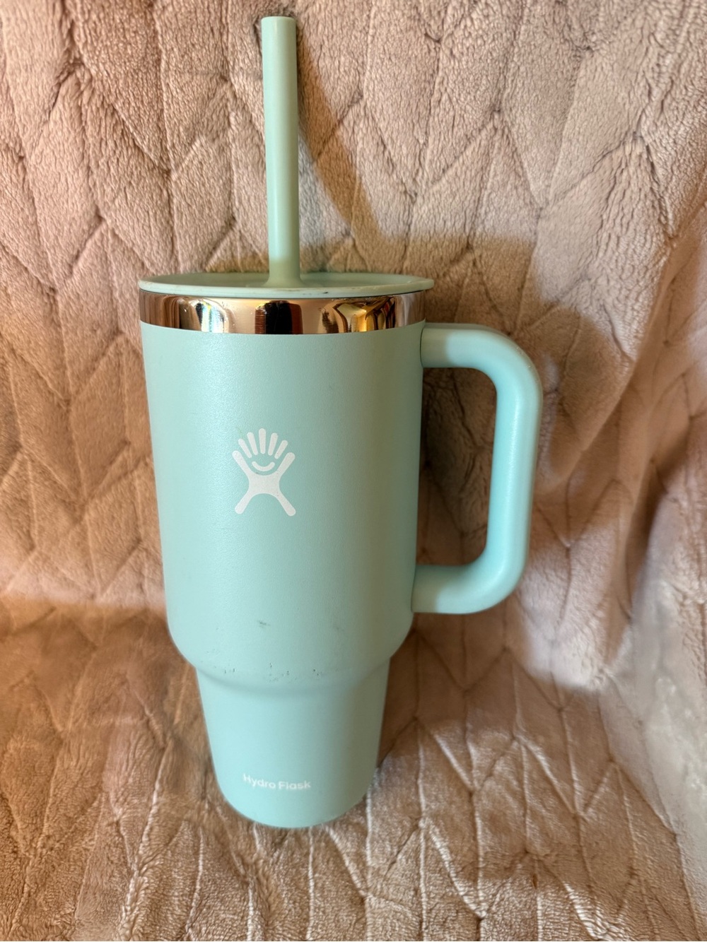 Hydro Flask Mint Green Insulated Mug with Handle & Straw